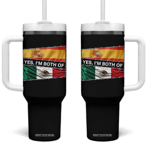 Spain Mexico Heritage Pride Tumbler With Handle Yes I'm Both Identity Roots for Hispanics Latinos TS02 One Size: 40 oz Black Print Your Wear