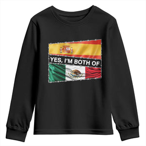 Spain Mexico Heritage Pride Youth Sweatshirt Yes I'm Both Identity Roots for Hispanics Latinos TS02 Black Print Your Wear