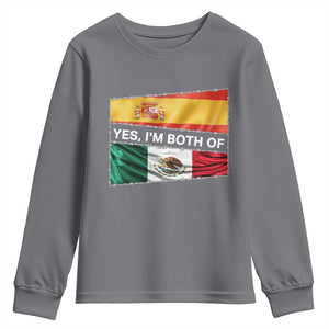 Spain Mexico Heritage Pride Youth Sweatshirt Yes I'm Both Identity Roots for Hispanics Latinos TS02 Charcoal Print Your Wear