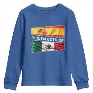 Spain Mexico Heritage Pride Youth Sweatshirt Yes I'm Both Identity Roots for Hispanics Latinos TS02 Royal Blue Print Your Wear