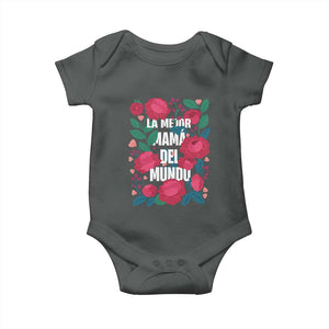 Spanish Latina Mom Baby Onesie La Mejor Mama Del Mundo Mother's Day Flowers TS11 Dark Heather Print Your Wear