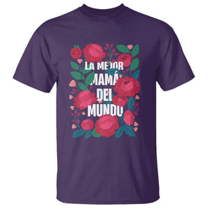 Spanish Latina Mom T Shirt La Mejor Mama Del Mundo Mother's Day Flowers TS11 Purple Print Your Wear