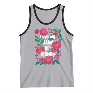 Spanish Latina Mom Tank Top La Mejor Mama Del Mundo Mother's Day Flowers TS11 Athletic Heather Black Print Your Wear