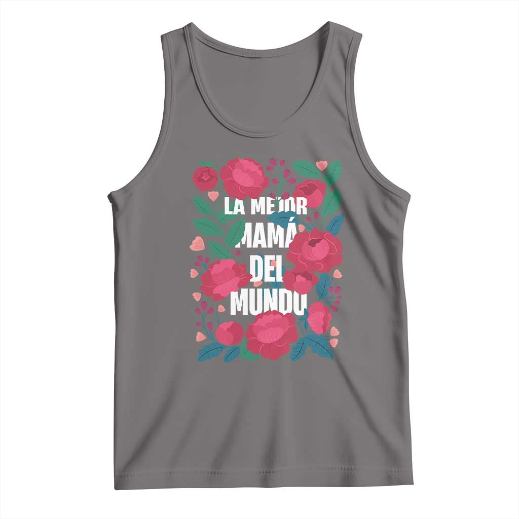 Spanish Latina Mom Tank Top La Mejor Mama Del Mundo Mother's Day Flowers TS11 Deep Heather Print Your Wear