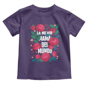 Spanish Latina Mom Toddler T Shirt La Mejor Mama Del Mundo Mother's Day Flowers TS11 Purple Print Your Wear