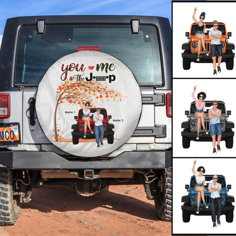 Custom JP Tire Cover With Camera Hole, You Me And The JP Spare Tire Cover Fall Vibes NO.2 CTM Custom - Printyourwear