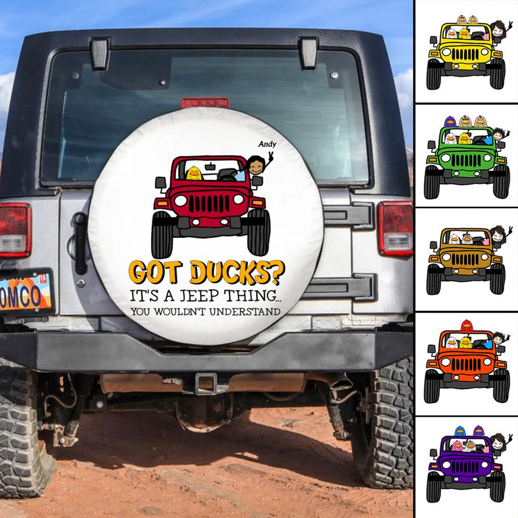 Personalised JP Tire Cover With Camera Hole Got Ducks? Its a JP Thing White CTM Printyourwear
