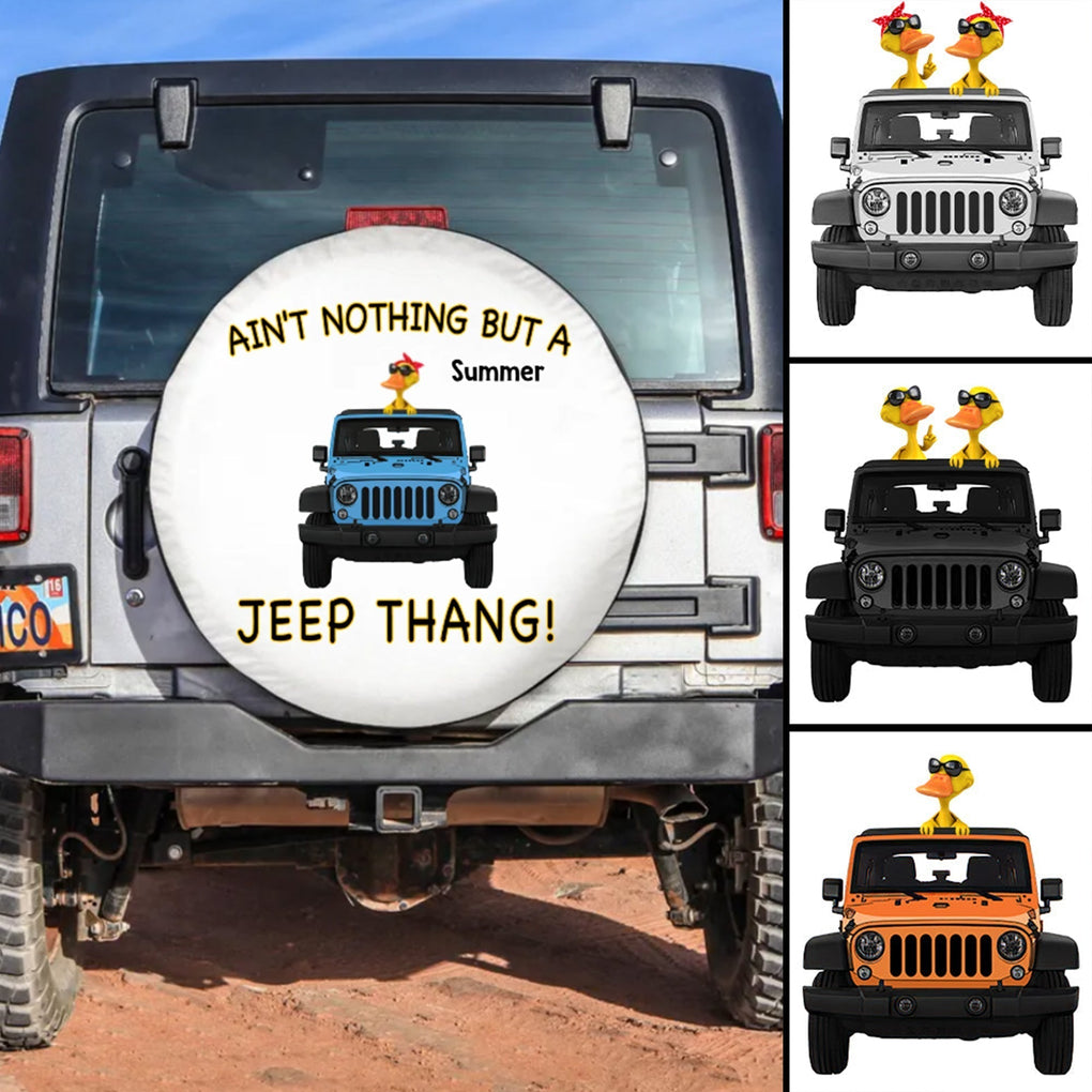 Custom JP Tire Cover With Camera Hole, Aint Nothing But A JP Thang White JP Tire Cover CTM Custom - Printyourwear