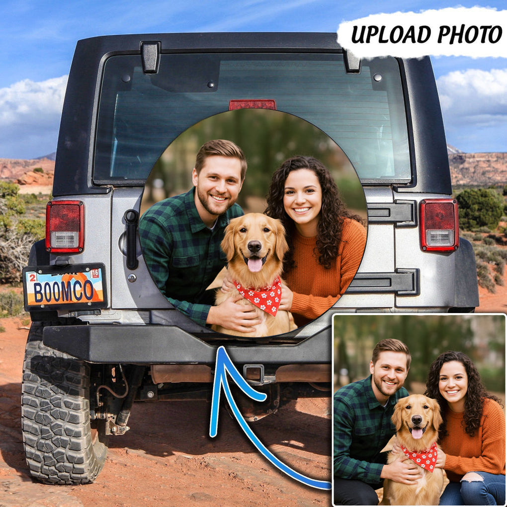 Custom JP Tire Cover With Camera Hole, Upload Photo On Spare Tire Cover Custom Photo CTM No hole Custom - Printyourwear