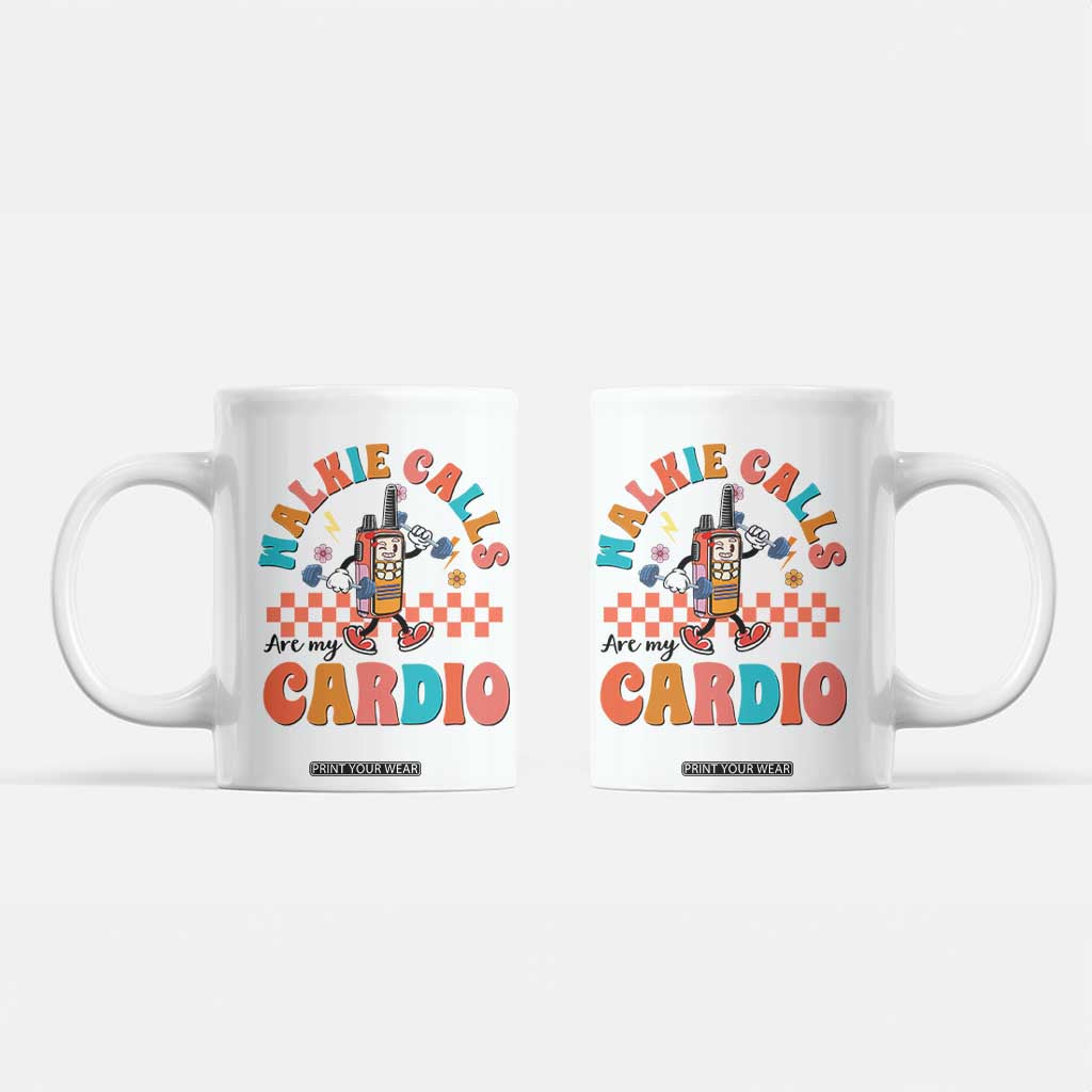 Special Education Coffee Mug Walkie Calls Are My Cardio Inspirational ABA SPED TS02 White Print Your Wear