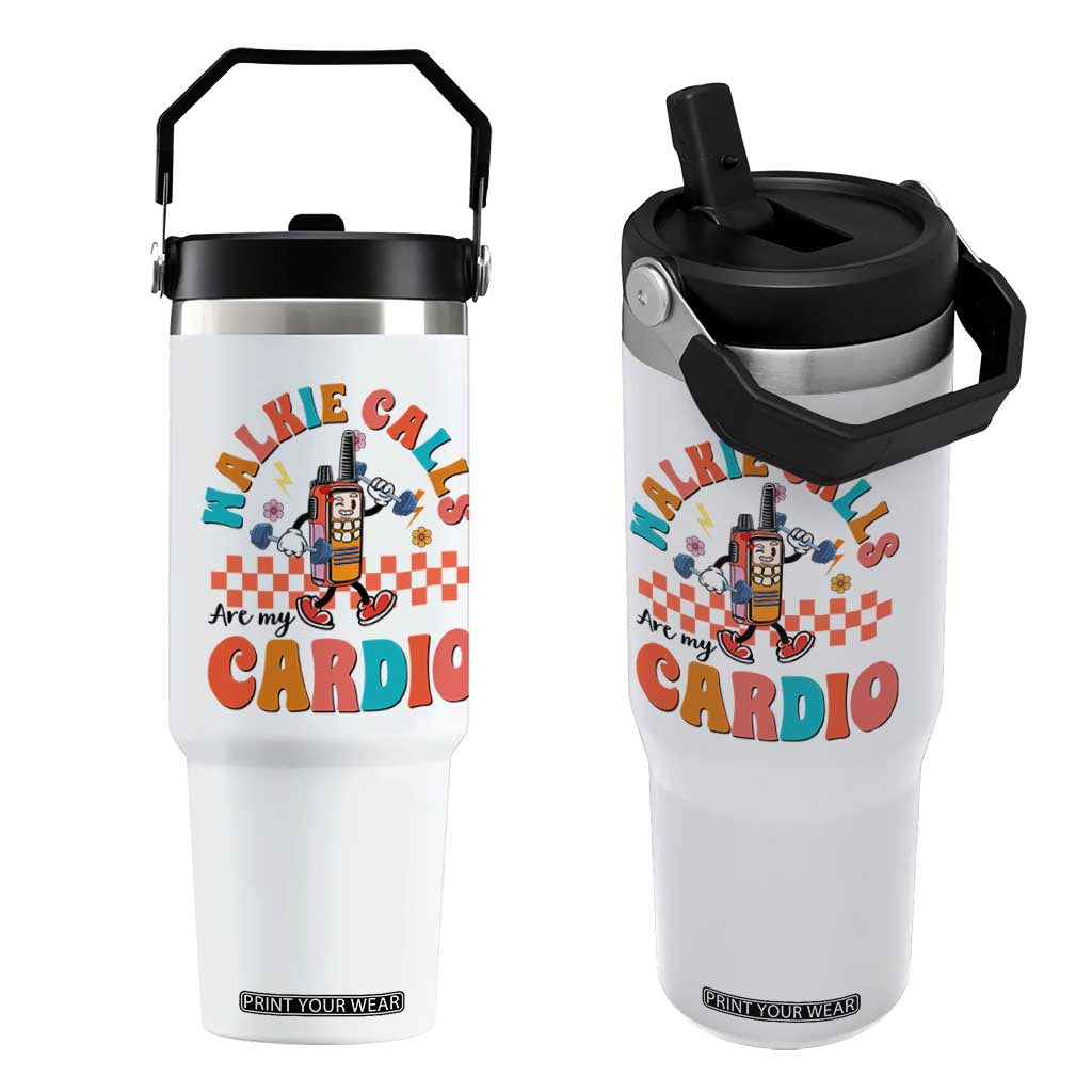 Special Education Flip Straw Tumbler Walkie Calls Are My Cardio Inspirational ABA SPED TS02 One Size: 30 oz White Print Your Wear