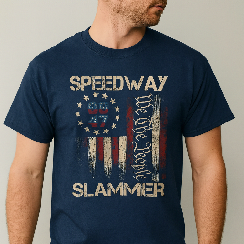 Speedway Slammer 2025 T Shirt We The People Patriotic Distressed American Flag TS02 Print Your Wear