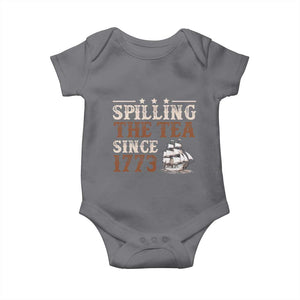 Spilling The Tea Since 1773 Baby Onesie Retro Usa Patriotic 4th of July Party TS10 Charcoal Print Your Wear