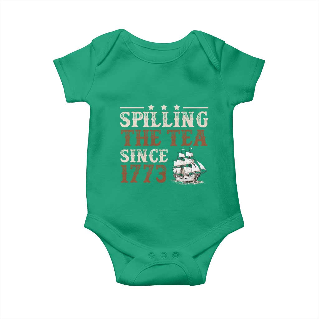Spilling The Tea Since 1773 Baby Onesie Retro Usa Patriotic 4th of July Party TS10 Irish Green Print Your Wear