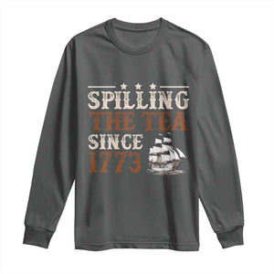 Spilling The Tea Since 1773 Long Sleeve Shirt Retro Usa Patriotic 4th of July Party TS10 Dark Heather Print Your Wear