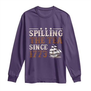 Spilling The Tea Since 1773 Long Sleeve Shirt Retro Usa Patriotic 4th of July Party TS10 Purple Print Your Wear