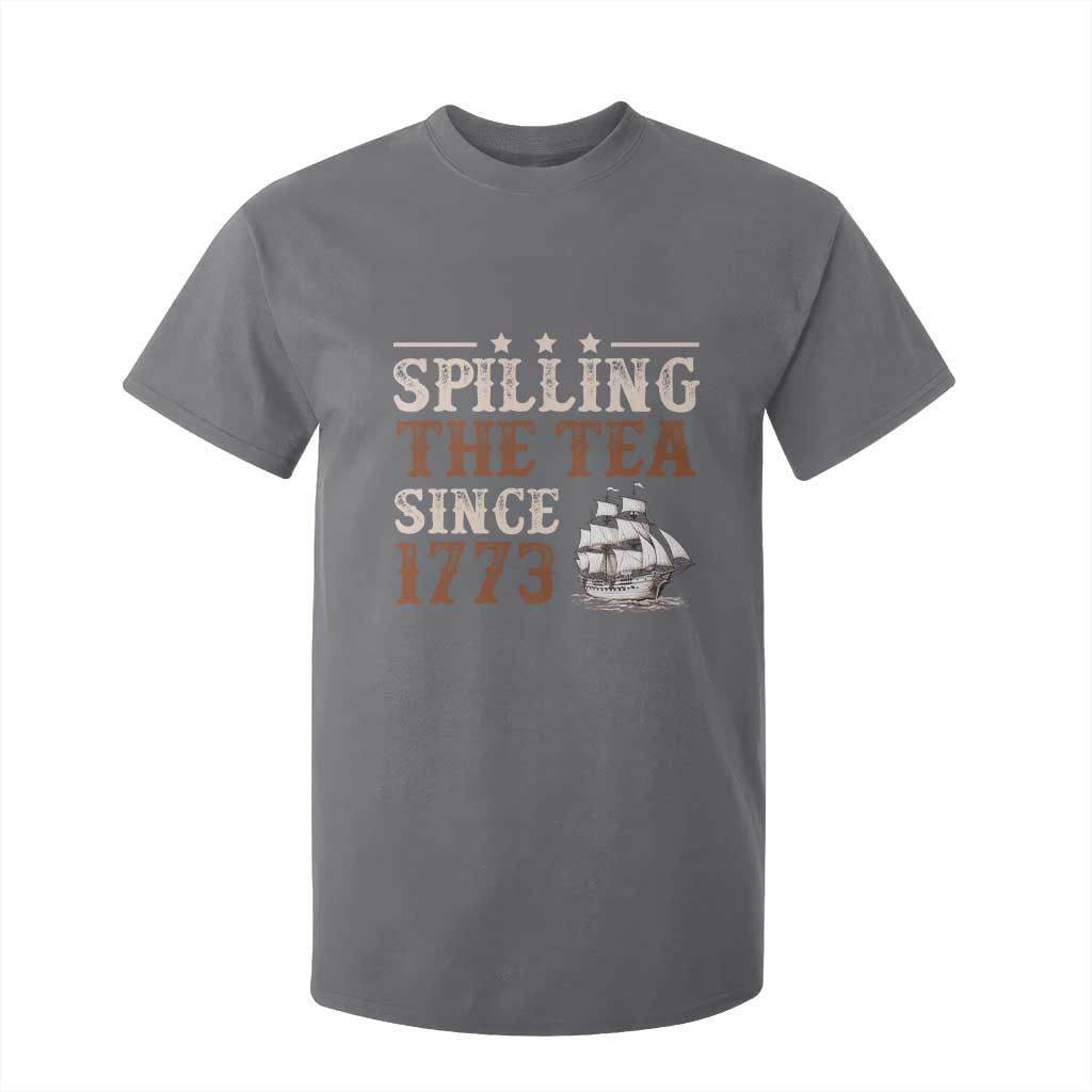 Spilling The Tea Since 1773 T Shirt For Kid Retro Usa Patriotic 4th of July Party TS10 Charcoal Print Your Wear