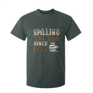 Spilling The Tea Since 1773 T Shirt For Kid Retro Usa Patriotic 4th of July Party TS10 Dark Forest Green Print Your Wear