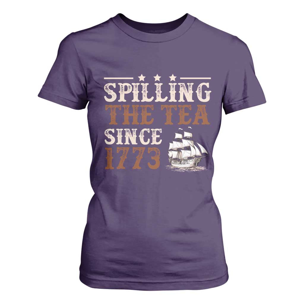 Spilling The Tea Since 1773 T Shirt For Women Retro Usa Patriotic 4th of July Party TS10 Purple Print Your Wear