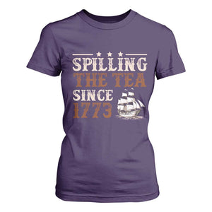 Spilling The Tea Since 1773 T Shirt For Women Retro Usa Patriotic 4th of July Party TS10 Purple Print Your Wear