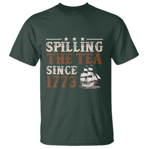 Spilling The Tea Since 1773 T Shirt Retro Usa Patriotic 4th of July Party TS10 Dark Forest Green Print Your Wear