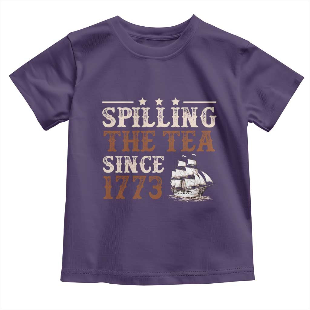 Spilling The Tea Since 1773 Toddler T Shirt Retro Usa Patriotic 4th of July Party TS10 Purple Print Your Wear