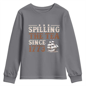 Spilling The Tea Since 1773 Youth Sweatshirt Retro Usa Patriotic 4th of July Party TS10 Charcoal Print Your Wear