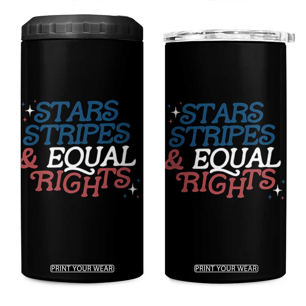 Stars Stripes And Equal Rights 4 in 1 Can Cooler Tumbler 4th Of July Liberal American TS11 One Size: 16 oz Black Print Your Wear