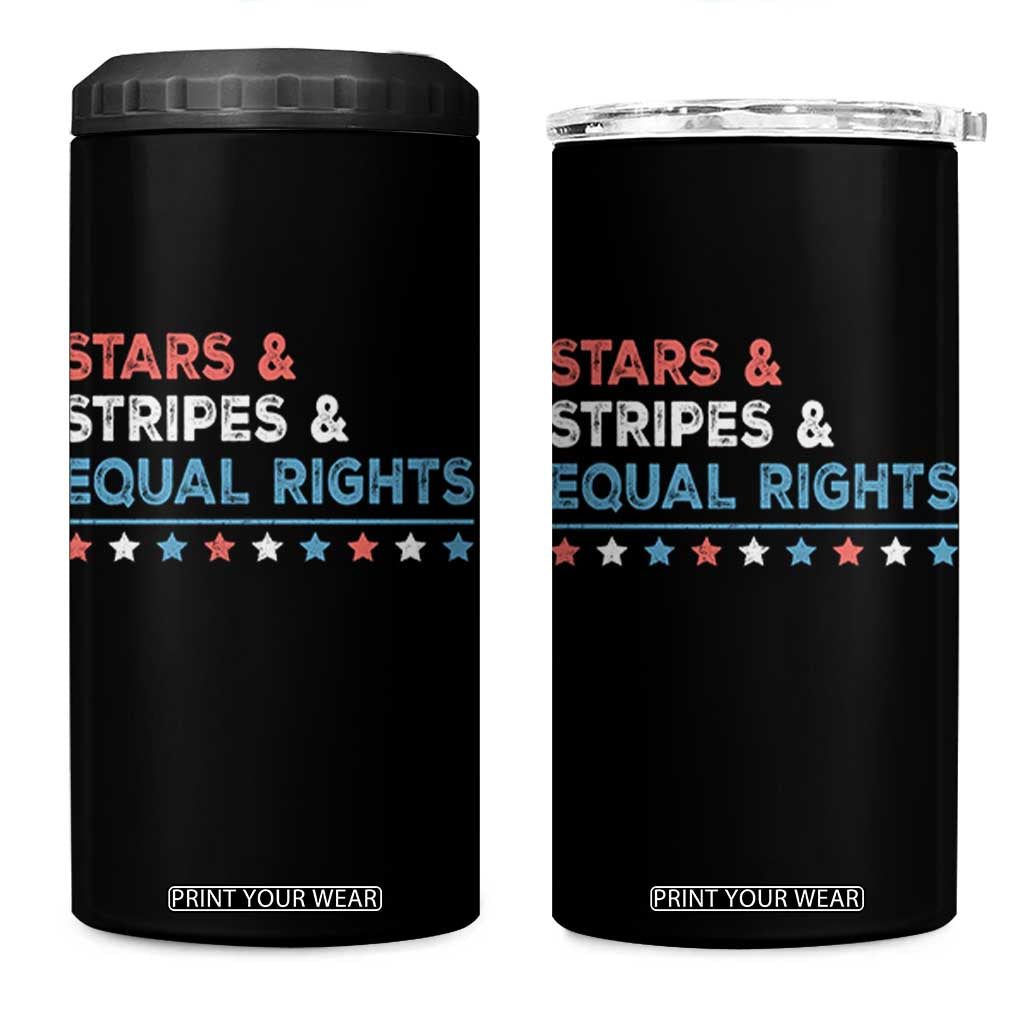 Stars Stripes And Equal Rights 4 in 1 Can Cooler Tumbler 4th Of July Women's Rights TS11 One Size: 16 oz Black Print Your Wear
