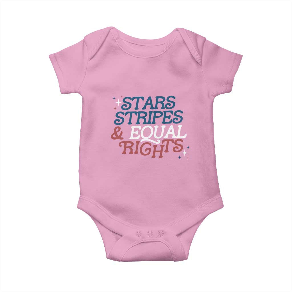 Stars Stripes And Equal Rights Baby Onesie 4th Of July Liberal American TS11 Light Pink Print Your Wear