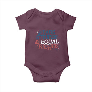 Stars Stripes And Equal Rights Baby Onesie 4th Of July Liberal American TS11 Maroon Print Your Wear