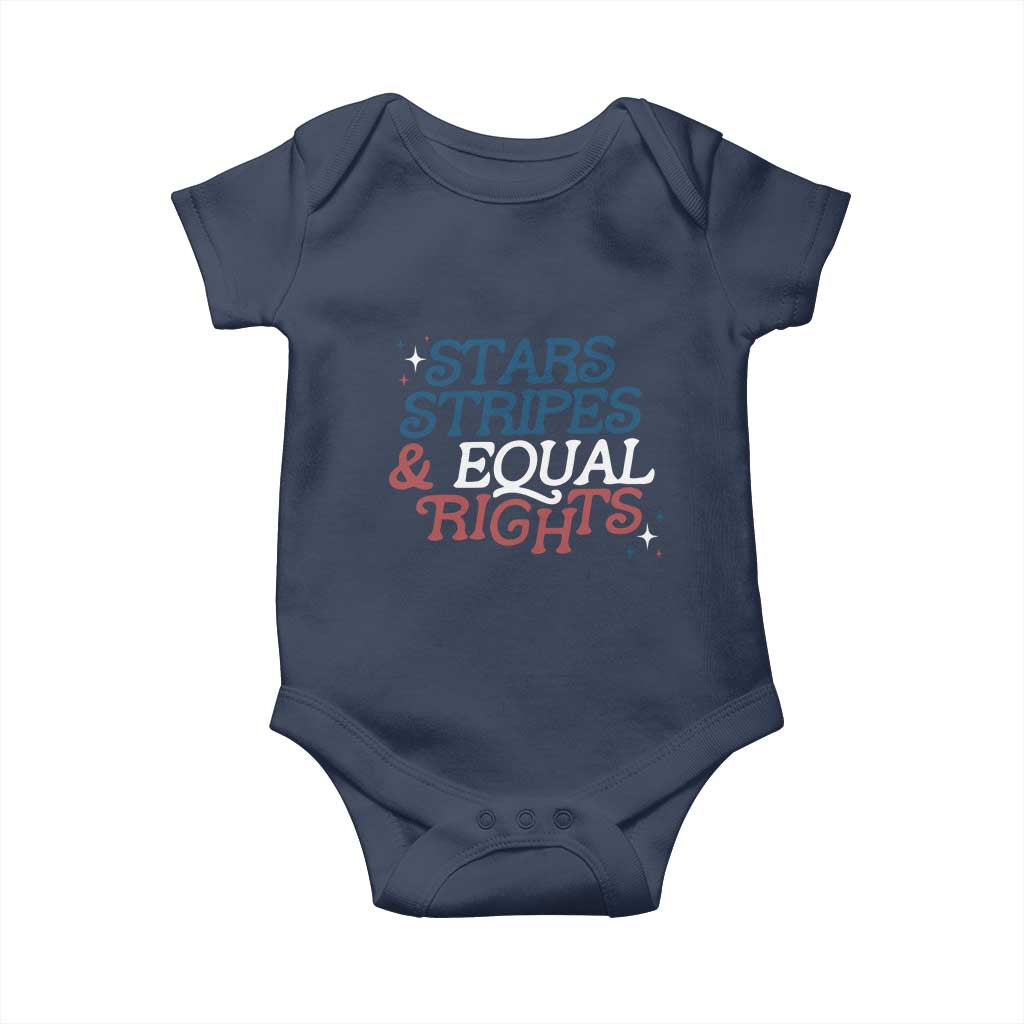 Stars Stripes And Equal Rights Baby Onesie 4th Of July Liberal American TS11 Navy Print Your Wear