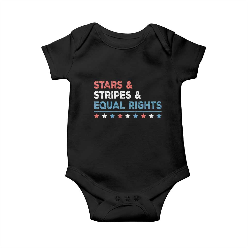 Stars Stripes And Equal Rights Baby Onesie 4th Of July Women's Rights TS11 Black Print Your Wear