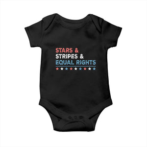 Stars Stripes And Equal Rights Baby Onesie 4th Of July Women's Rights TS11 Black Print Your Wear
