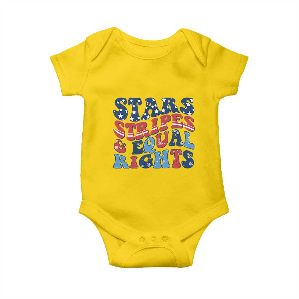 Stars Stripes And Equal Rights Baby Onesie Groovy Retro 4th Of July TS10 Daisy Print Your Wear