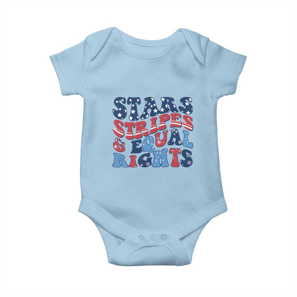 Stars Stripes And Equal Rights Baby Onesie Groovy Retro 4th Of July TS10 Light Blue Print Your Wear
