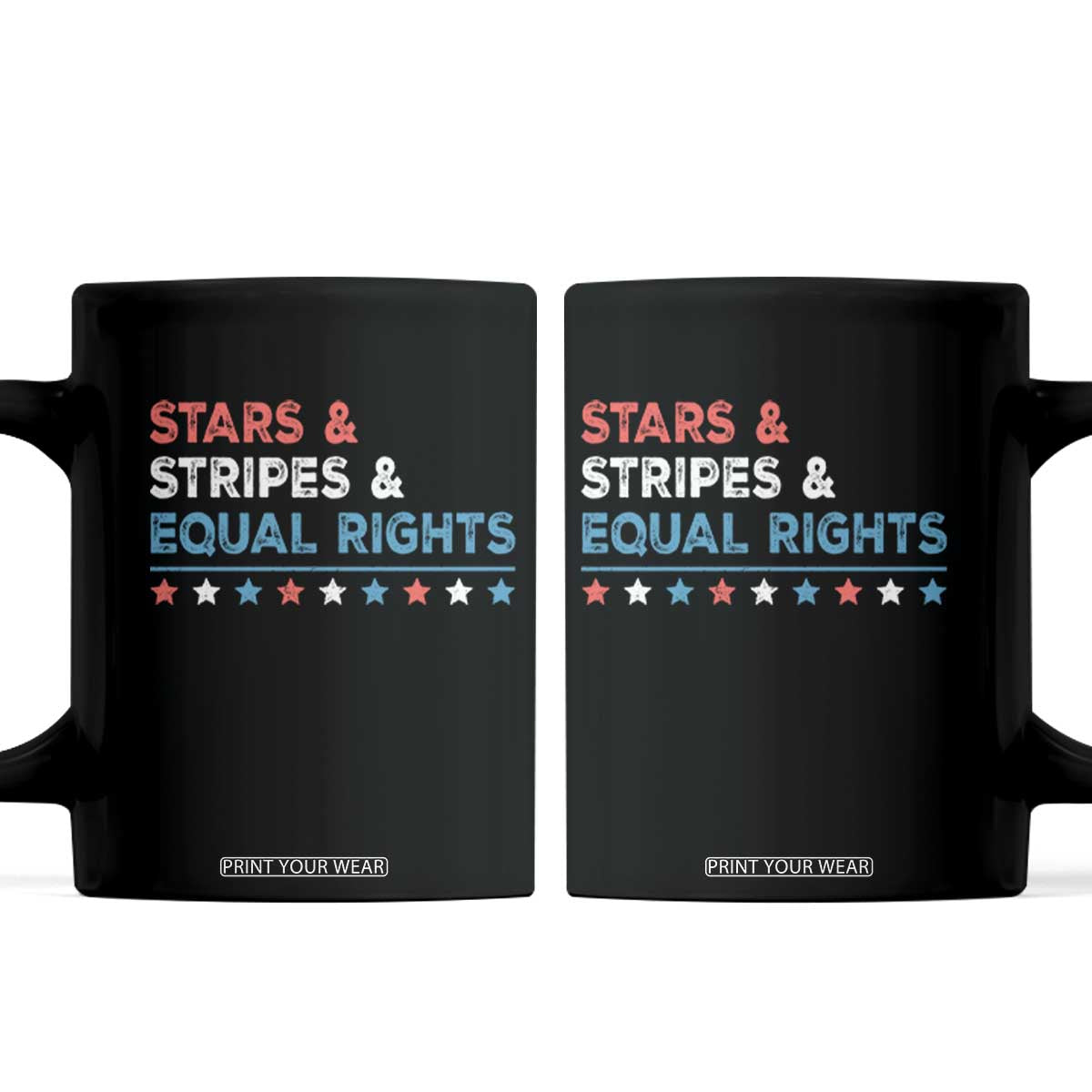 Stars Stripes And Equal Rights Coffee Mug 4th Of July Women's Rights TS11 Black Print Your Wear