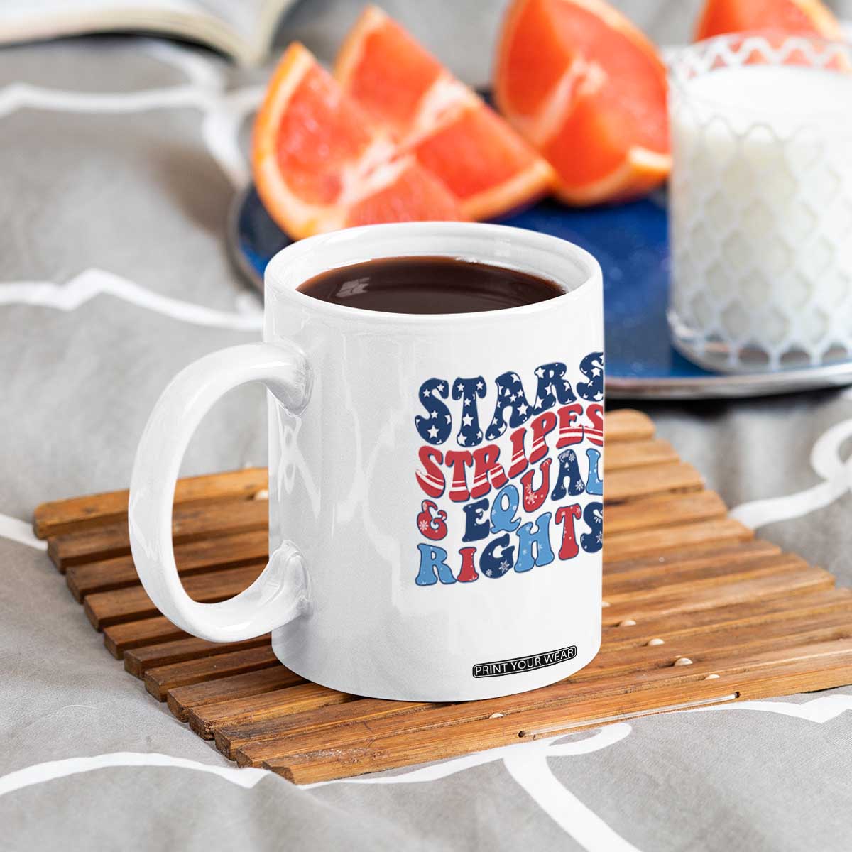 Stars Stripes And Equal Rights Coffee Mug Groovy Retro 4th Of July TS10 Print Your Wear
