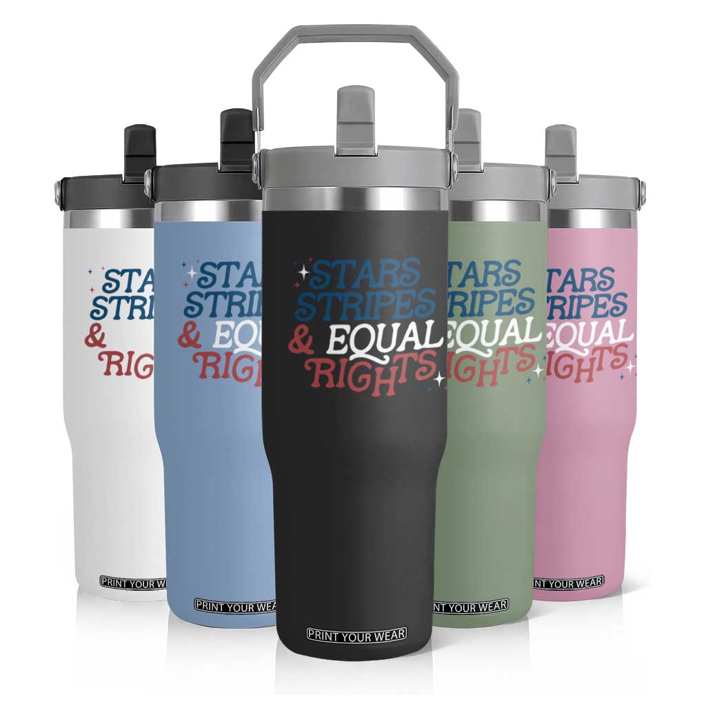Stars Stripes And Equal Rights Flip Straw Tumbler 4th Of July Liberal American TS11 Print Your Wear