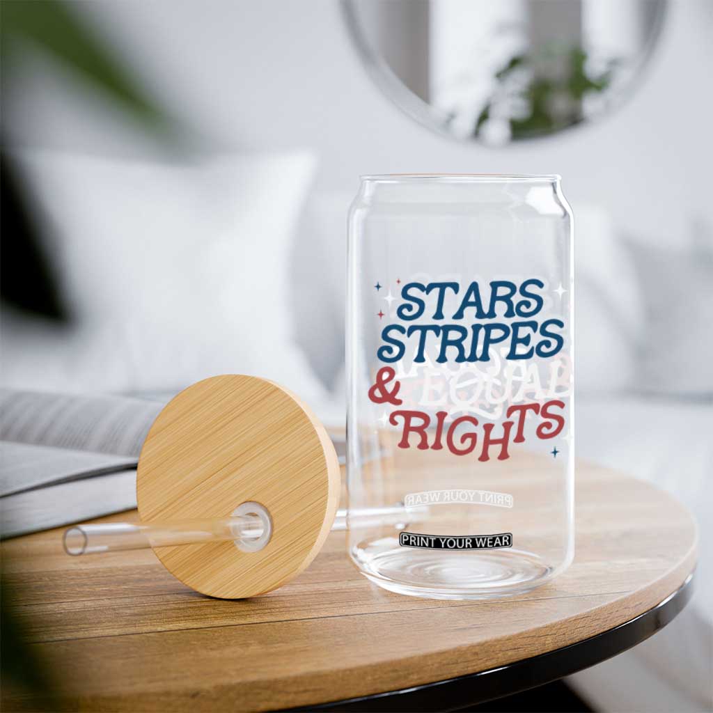 Stars Stripes And Equal Rights Glass Can 4th Of July Liberal American TS11 Print Your Wear
