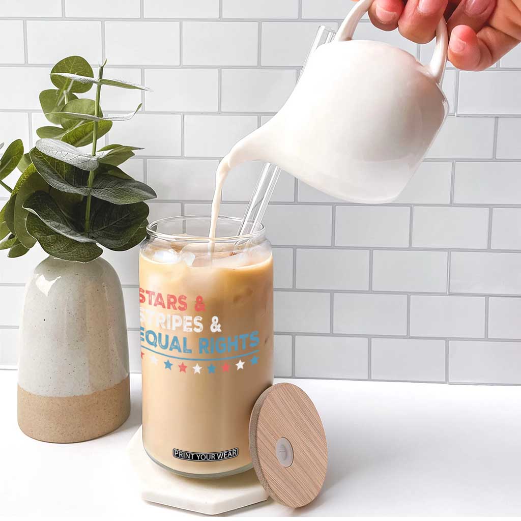 Stars Stripes And Equal Rights Glass Can 4th Of July Women's Rights TS11 Print Your Wear