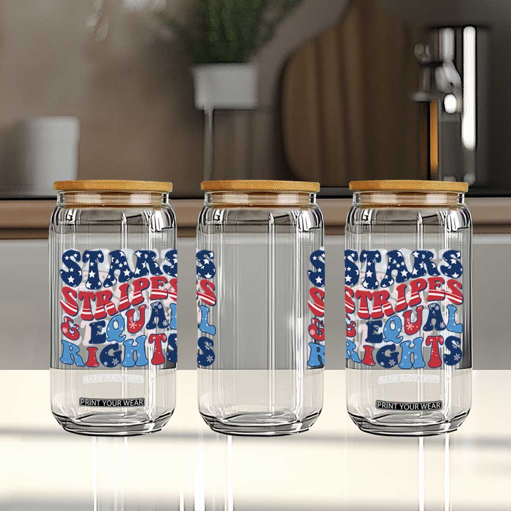Stars Stripes And Equal Rights Glass Can Groovy Retro 4th Of July TS10 Print Your Wear