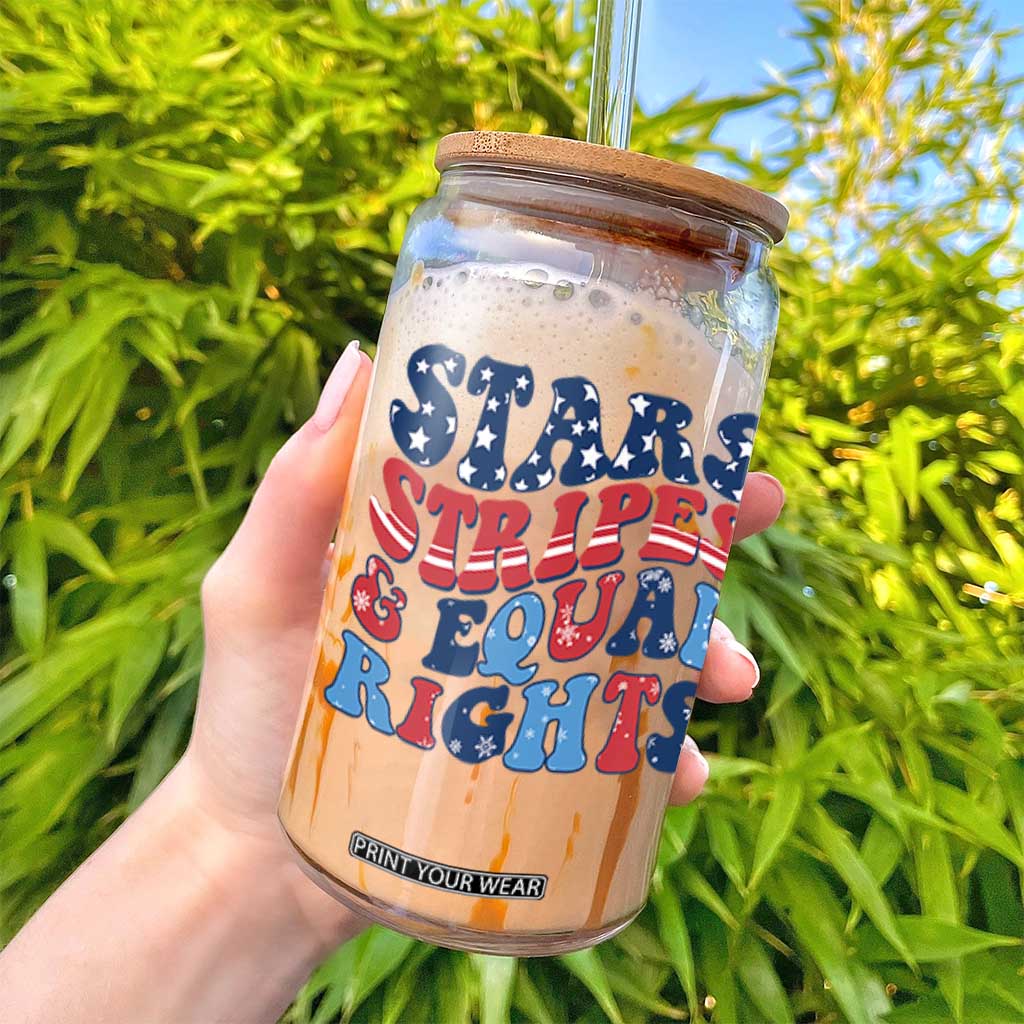 Stars Stripes And Equal Rights Glass Can Groovy Retro 4th Of July TS10 Print Your Wear