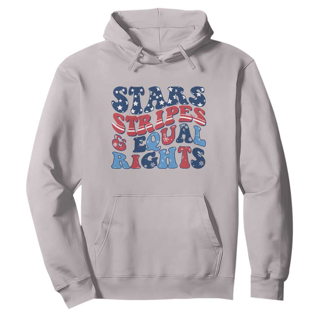 Stars Stripes And Equal Rights Hoodie Groovy Retro 4th Of July TS10 Ice Gray Print Your Wear