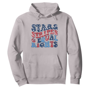 Stars Stripes And Equal Rights Hoodie Groovy Retro 4th Of July TS10 Ice Gray Print Your Wear
