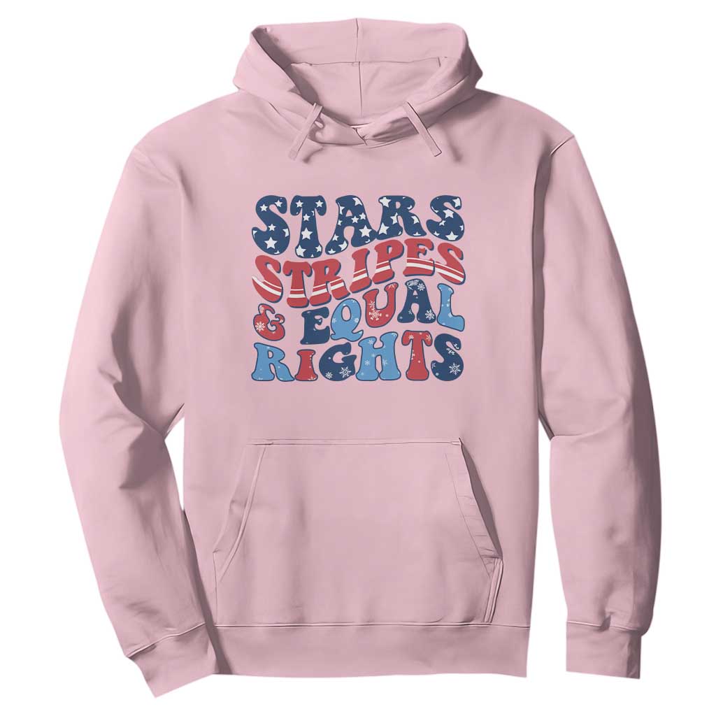 Stars Stripes And Equal Rights Hoodie Groovy Retro 4th Of July TS10 Light Pink Print Your Wear