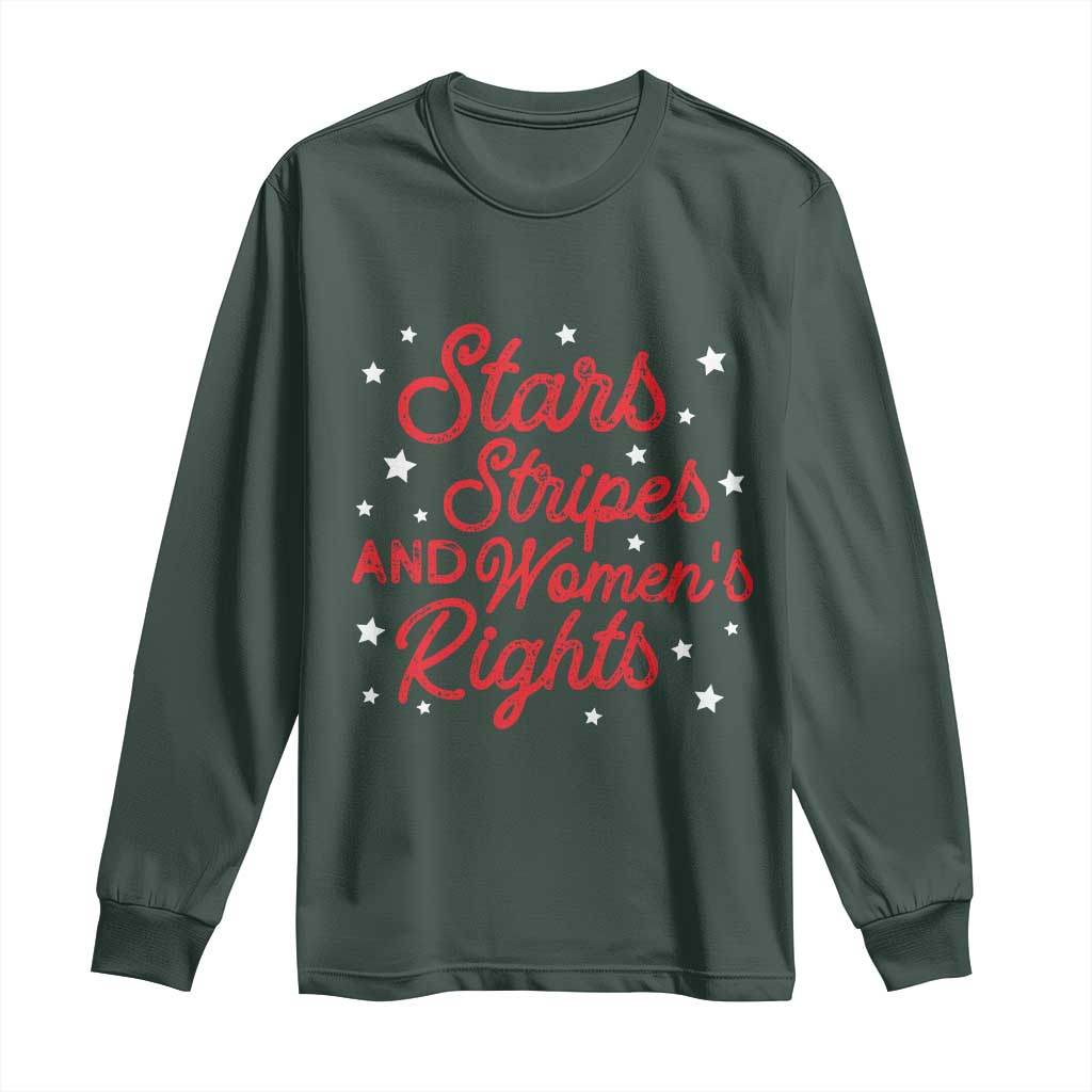 Stars Stripes And Equal Rights Long Sleeve Shirt 4th Of July Patriotic TS10 Dark Forest Green Print Your Wear