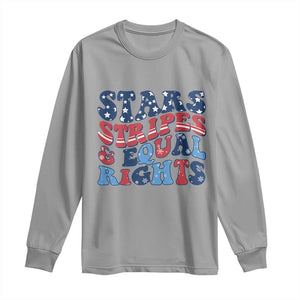 Stars Stripes And Equal Rights Long Sleeve Shirt Groovy Retro 4th Of July TS10 Sport Gray Print Your Wear