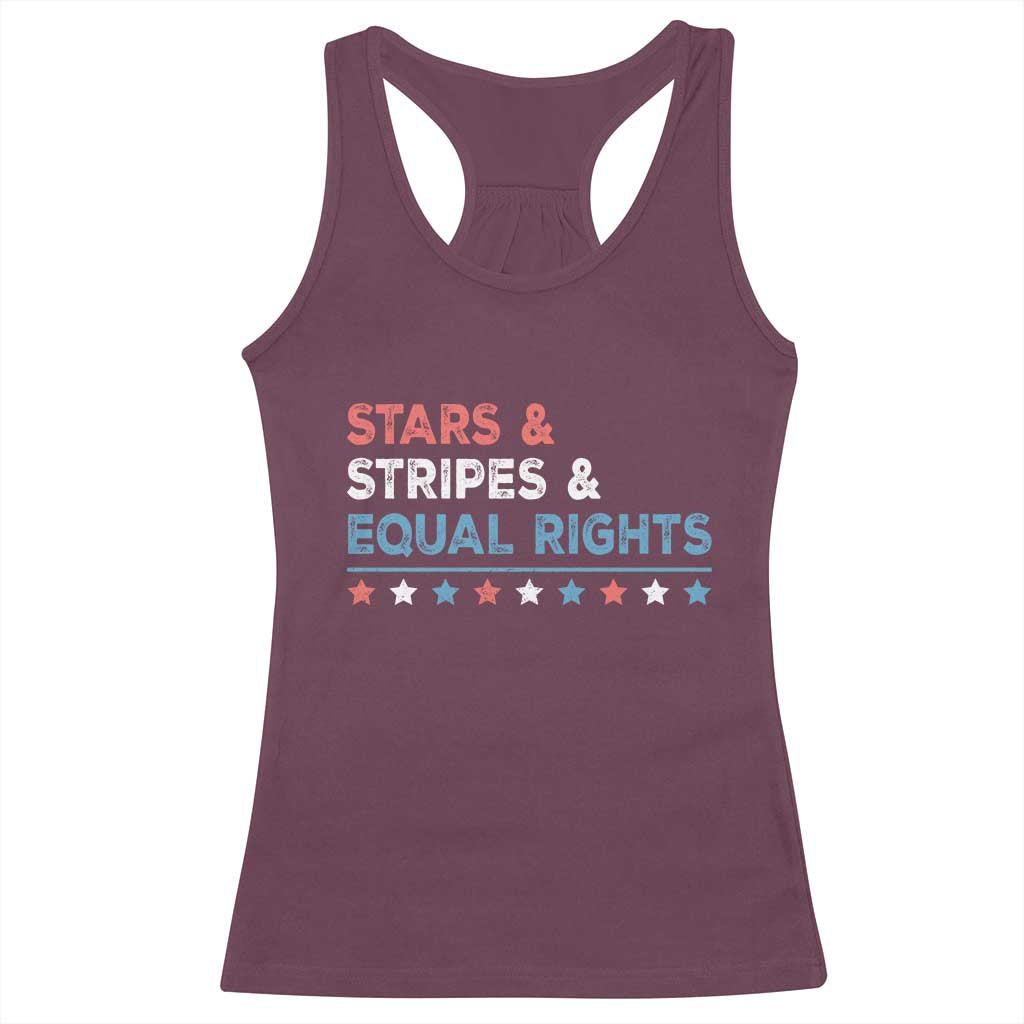Stars Stripes And Equal Rights Racerback Tank Top 4th Of July Women's Rights TS11 Maroon Print Your Wear