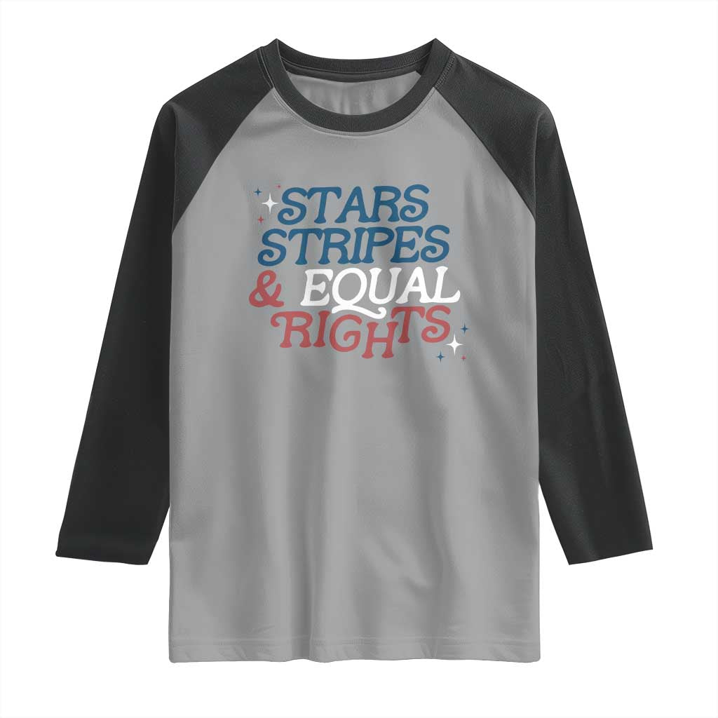 Stars Stripes And Equal Rights Raglan Shirt 4th Of July Liberal American TS11 Sport Gray Black Print Your Wear